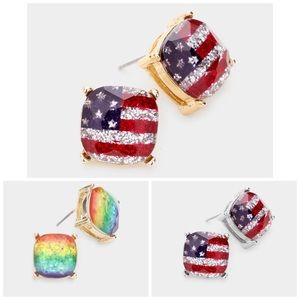 American Flag or Rainbow Post Earrings